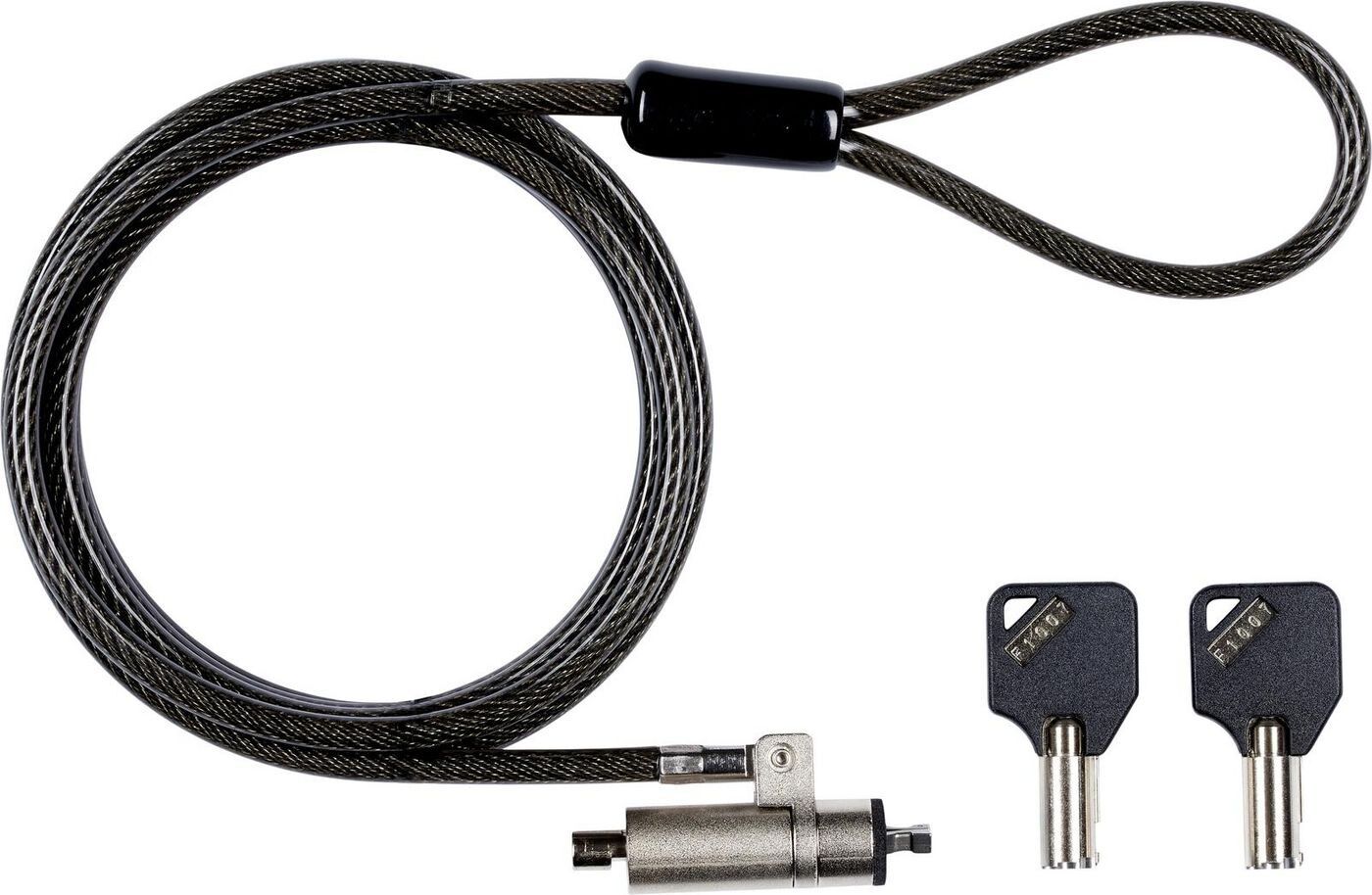 eSTUFF Security Cable Lock 4.5 mm x 1.8 m Carbon Steel, Black - Wedge Slot, Keys