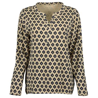 Langarmshirt BLUE SEVEN "Langarmshirt mit Henley Ausschnitt", Damen, Gr. 44, beige (0502, beige), 95% Viskose, 5% Elasthan, normal, Shirts Langarmshirt