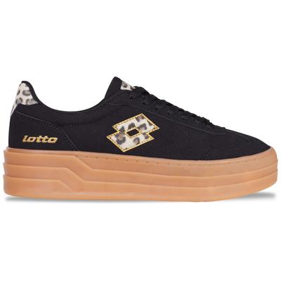 Plateausneaker LOTTO, Damen, Gr. 40, schwarz (schwarz, leo), Synthetik, mehrfarbig, Schuhe Plateausneaker, - mit raffinierter Plateausohle im Lagenlook