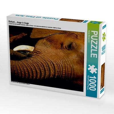 CALVENDO Puzzle Elefant.....Auge in Auge | 1000 Teile Lege-Größe 64x48cm Foto-Puzzle für glückliche Stunden