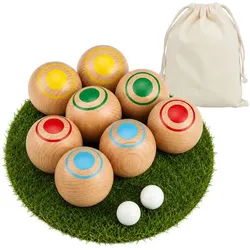 Relaxdays Boule Kugeln 8er Set mit Tasche Blau,Hellbraun,Rot