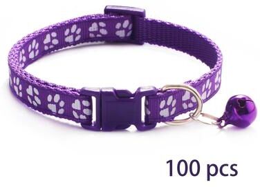 Uplift Essentials Bulk Adjustable Pet Collars With Safety Bells (100 Piece Lot) purple