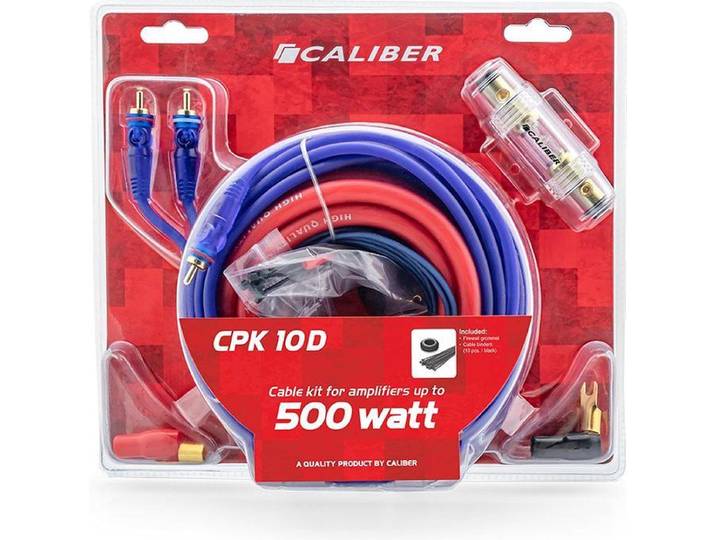 Caliber CPK10D - Kabelset Auto Versterker - 10mm2 voor 500 Watt versterkers - Rood