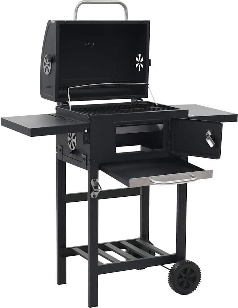 vidaXL Four à pizza et barbecue d'extérieur 3 en 1 Noir
