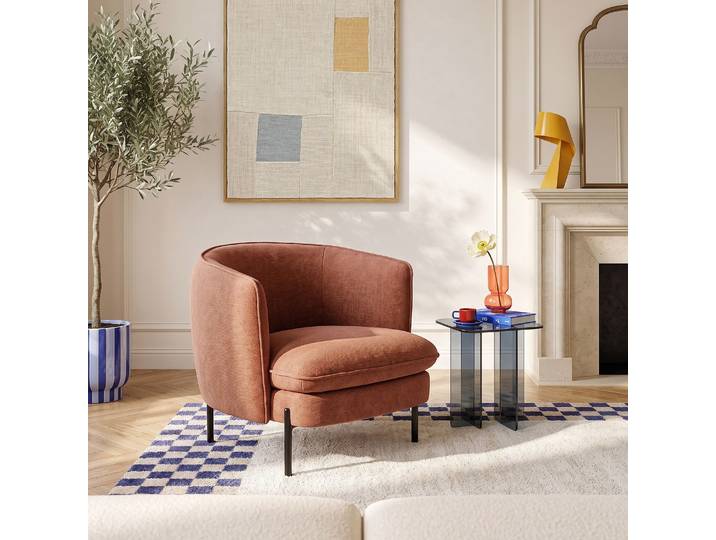 HABITAT - Fauteuil en tissu et métal noir - Terracotta - Jusan