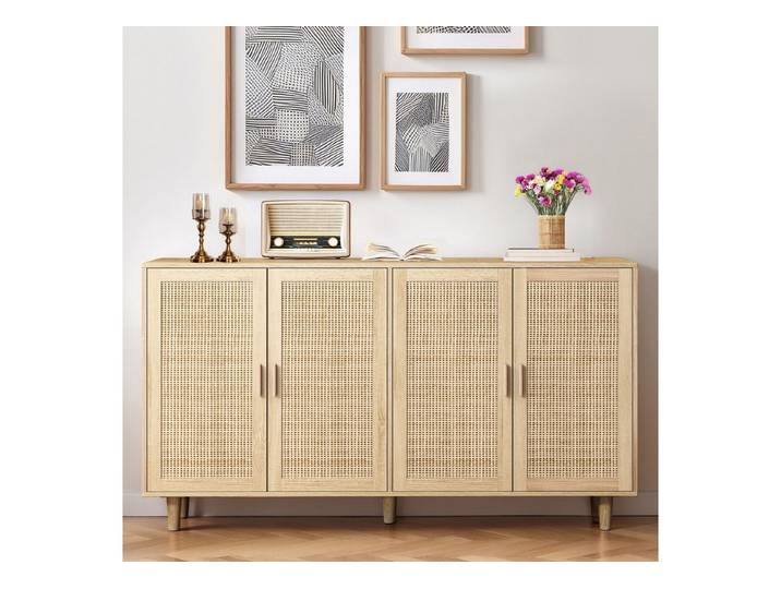 IDEASY Sideboard 4-türiger Rattanschrank elegant & praktisch für Zuhause