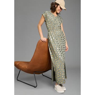 Maxikleid KANGAROOS, Damen, Gr. 40, N-Gr, Kurzarm, Jersey, grün (khaki), Jersey, Obermaterial: 95% Polyester, 5% Elasthan, figurbetont knöchellang, V-Ausschnitt, angeschnitten,mit Aufschlag, Kleider Maxikleid, knöchellang, für Casualmode und...