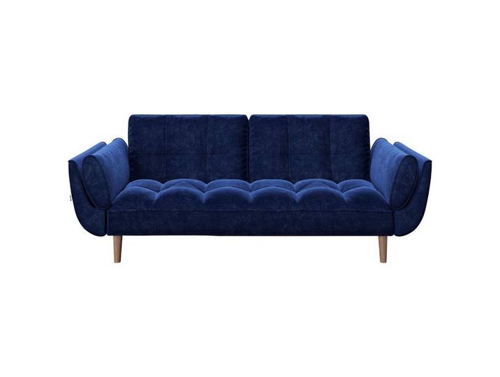 2-Sitzer-Sofa Scarlett mit Schlaffunktion Blau Samt