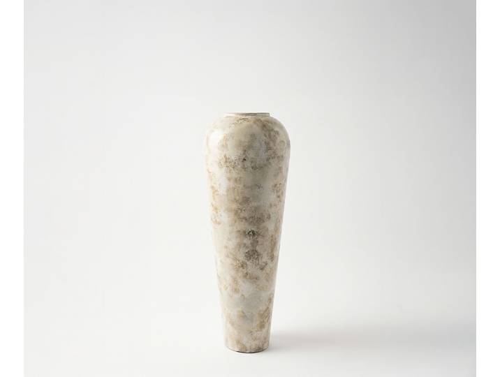 Vase Tavera B24 x T24 x H70 cm Metall Alabaster Gold Handgemacht, Wohnaccessoires