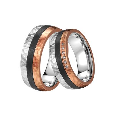 Trauring DOOSTI "Schmuck Geschenk Edelstahl Trauring Ehering Partnerring LIEBE" Gr. 58, rosa (edelstahlfarben, roségoldfarben, schwarz), Fingerringe, Damen, 58, ohne Zirkonia, Carbon Edelstahl, 7mm, Carbon, Edelstahl, Trauring, wahlweise mit oder...