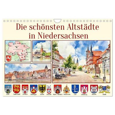 Die schönsten Altstädte in Niedersachsen (Wandkalender 2027 DIN A4 quer), CALVENDO Monatskalender