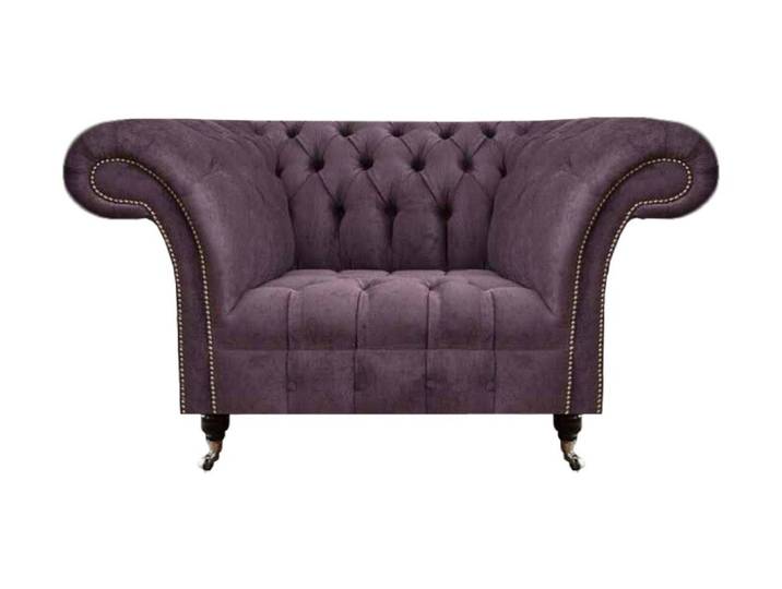 JVmoebel Chesterfield-Sessel Eleganter lila Samt-Sessel mit Knopfheftung (Sessel), Made in Europa