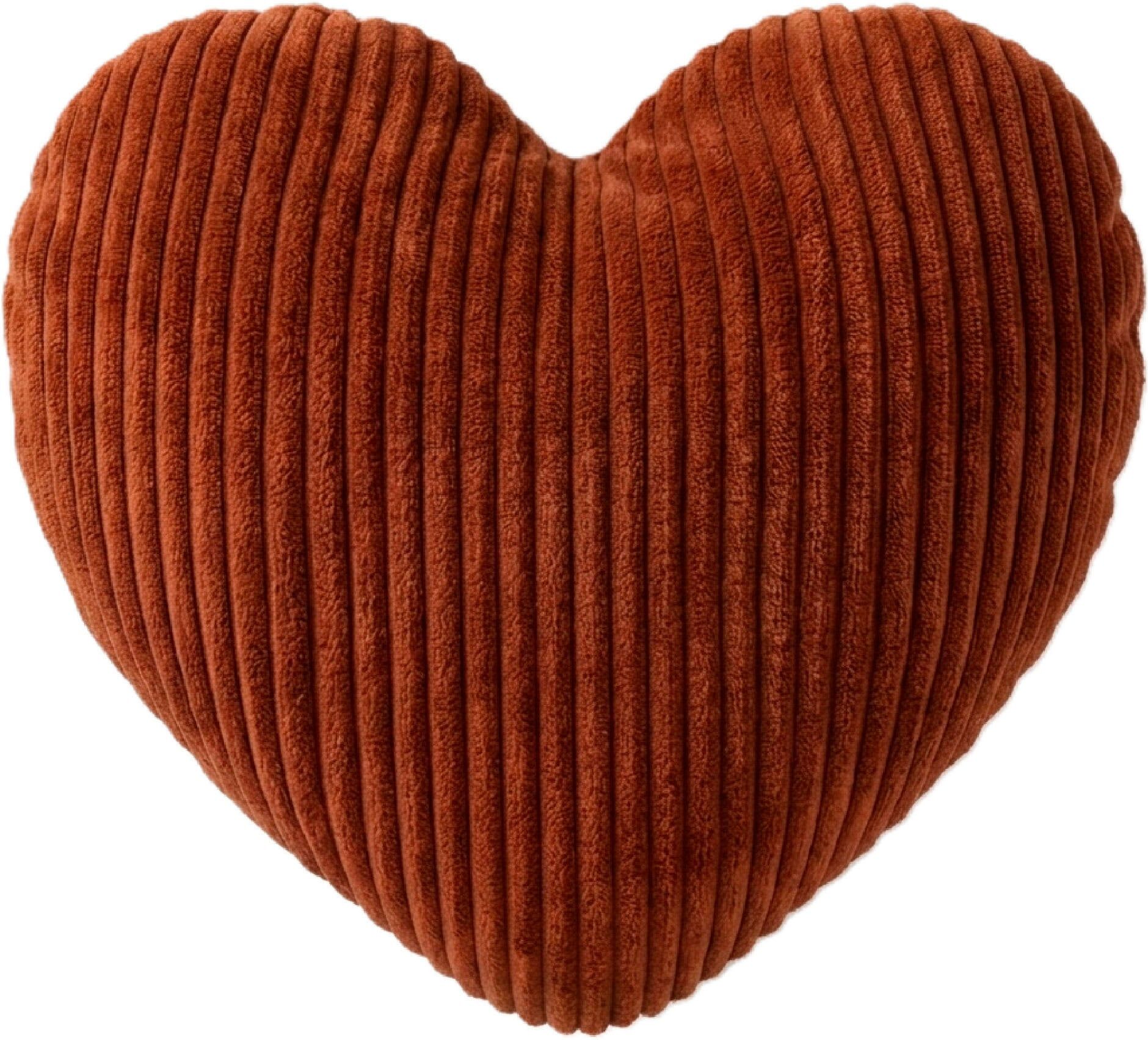 Dekokissen DONE. "SHAPE HEART", braun (zoom rust, cord herz), B:45cm H:10cm L:45cm, Kunstfaser, Polyester, Dekokissen_Sitzkissen_Kissenhüllen, Dekokissen, Drei Stoffvarianten: Chenille, Bouclé und Kord zoom rust, cord  herz B/L: 45cm x 45cm, 1 Stk.