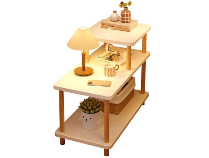 YCCHAH Bett mit Stauraum Nachttisch, kleines Regal, Wohnzimmer, Kleiner Couchtisch, Sofa, Beistelltisch, Schlafzimmer Desktop