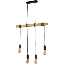 Hängeleuchte Esszimmerlampe Pendelleuchte Höhenverstellbar Holzbalken schwarz