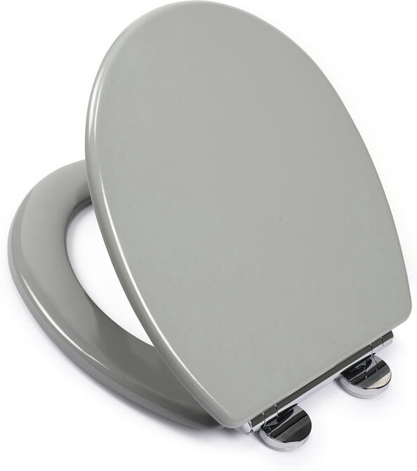 Croydex Wood Soft Close Toilet Seat, Flexi-Fix Hinges (Grey Lugano) Grey 6cm H X 37cm W X 44.2cm D