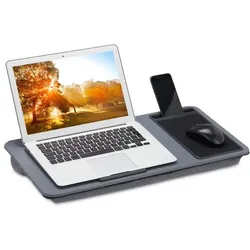 Relaxdays Graues Laptopkissen mit Mauspad Grau,Schwarz