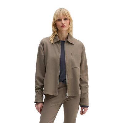Sweatjacke MARC O'POLO "aus Punto di Roma-Jersey", Damen, Gr. L, beige (chalky braun), Obermaterial: 67% Viskose, 28% Polyamid, 5% Elasthan, unifarben, loose fit, Sweatjacken Sweatjacke