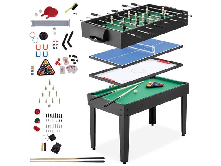 Multifunktionaler Spieltisch SirGameALot, 15in1, mit Zubehör - schwarz/grün