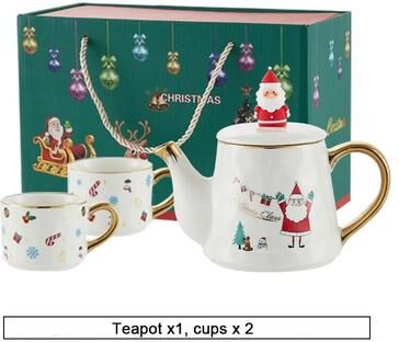 Uplift Essentials Christmas Porcelain Teaware Gift Set gold santa set a