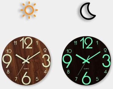 Uplift Treasures Nordic Wooden Luminous Wall Clock Silent Night Light yg003 12 Inch