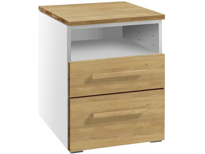 Hasena Nachttisch Reinhold Eiche hell, Weiss Holz, MDF Massivholz B 45 H 55 cm - Nachttisch