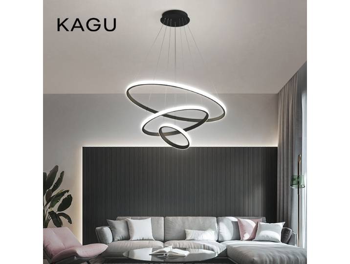 Lampe à suspension moderne anneaux LED cercle plafond suspendu lustre noir Loft salon salle à manger cuisine luminaire intérieur