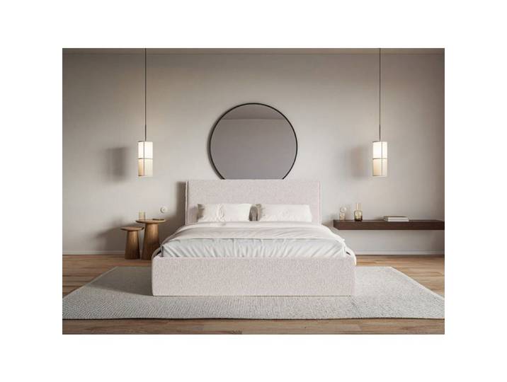 Lit tapissé - SOFTIE SLIM - 180×200 - chenille - beige