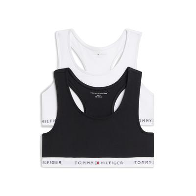 Bralette "2PK", Mädchen, Gr. 140/146, N-Gr, weiß, schwarz, Obermaterial: 95% Baumwolle, 5% Elasthan, TOMMY HILFIGER UNDERWEAR, Basic, BHs Bralette, Racerback-Bralettes mit Tommy-Logos