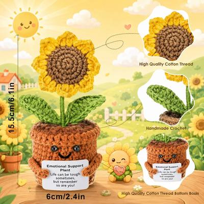 Uplift Treasures Handmade Pocket Hug Crochet Plush With Gift Card sunflower