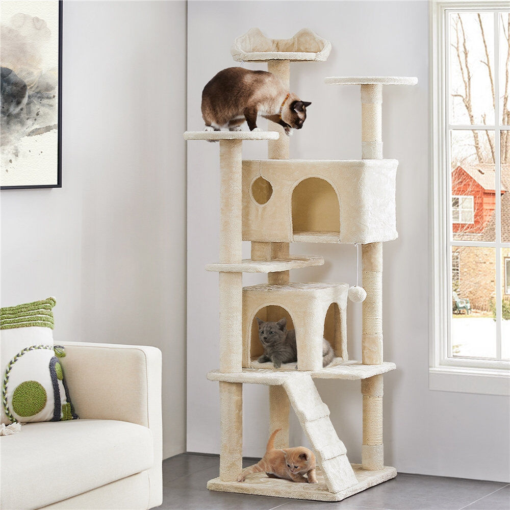 Yaheetech Cat Tree Beige 178cm H x 55cm W x 55cm D