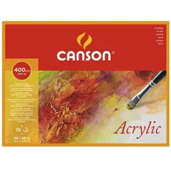 Canson, Heft + Block, Zeichenpapierblock Acrylic, 380 x 460 mm, 400 g/qm 10 Blatt, Leinwandkörnung, an der langen Seite
