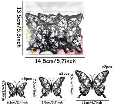 Inspire Essentials 12 Piece 3D Halloween Butterfly Wall Sticker Set a