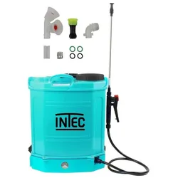 Akku-Sprühgerät 16Liter 5 Bar Akku 12V/ 8.0 Ah Ladegerät + ausziehbare INOX-Lanze + 3 Düsen INTEC