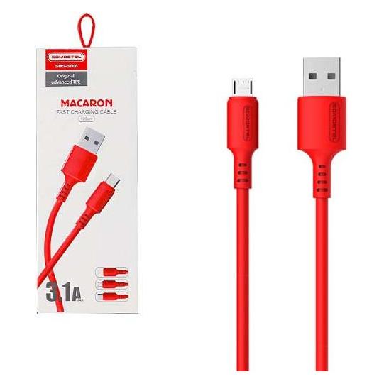 Somostel USB CABLE MICRO 3A RED 3100mAh QUICK CHARGER 1.2M POWERLINE SMS-BP06 MACARON - 10000+ BENDI (1.20 m, USB 3.2 Gen 1) (SMS-BP06 micro red)