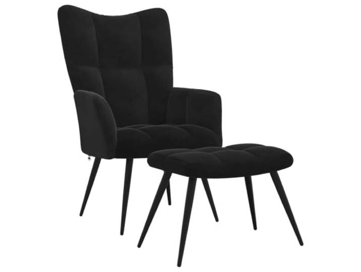 Relaxsessel mit Hocker Schwarzer Samt Stahlrahmen,weicher Samtbezug,dicke Schaumstoffpolsterung,max 110 kg pro Sitzplatz,Blockelemente