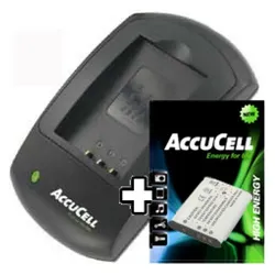AccuCell Ladegerät und Akku passend für Sony NP-BK1 (Kamera Akku Ladegerät), Kamera Stromversorgung, Schwarz