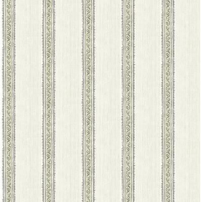 Chesapeake Mandevilla Green Vine Stripe Wallpaper