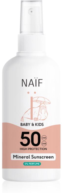 Naif Baby & Kids Mineral Sunscreen SPF 50 0 % Perfume spray solaire protecteur 100 ml