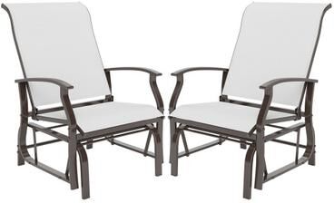 Costway Outdoor Glider Chairs Set of 2 with Ergonomic Backrest and Seat-Beige