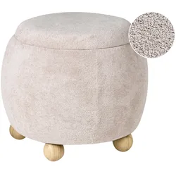 POUF mit Stauraum Bouclé Hellbeige Annabella