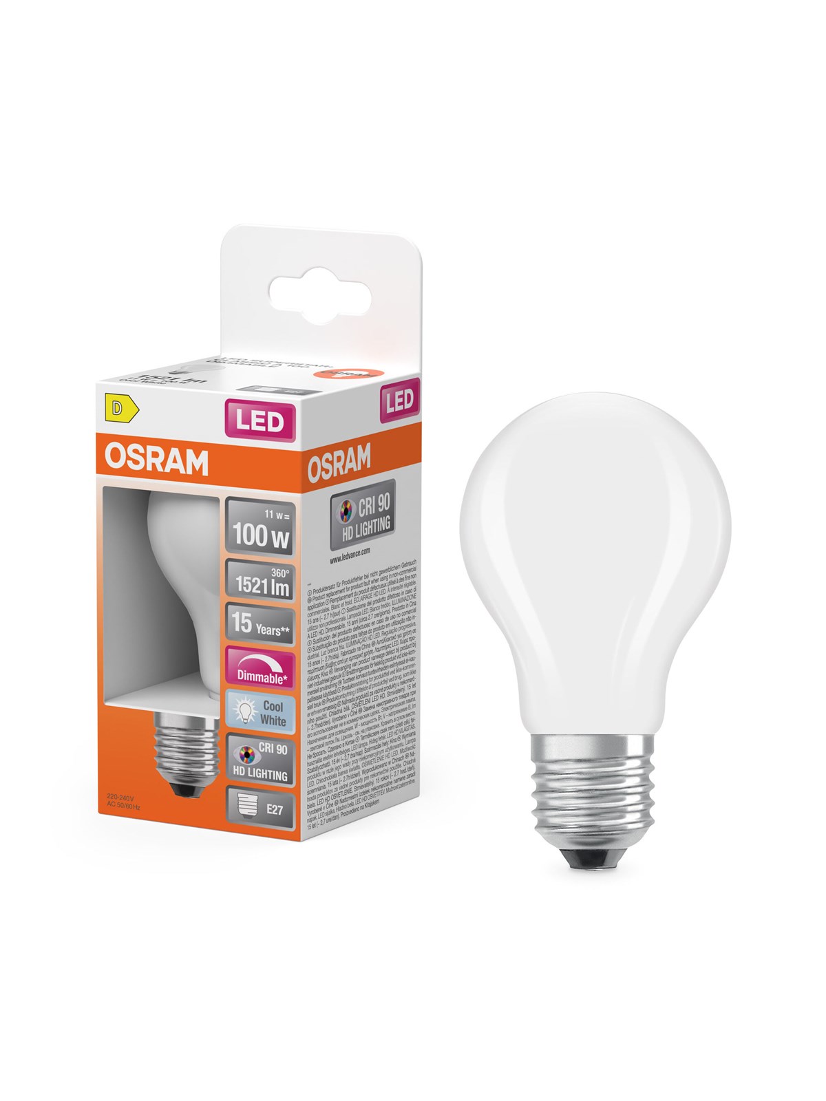Osram LED-Lampe LED Comfort standard frosted 1521lm 11W/940 (100W) E27 dimmable E27
