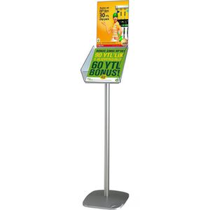 Update-Displays Prospekthalter Take-It Plus silber, Prospektständer, Alu, Acryl, Infotafel, 1x A4