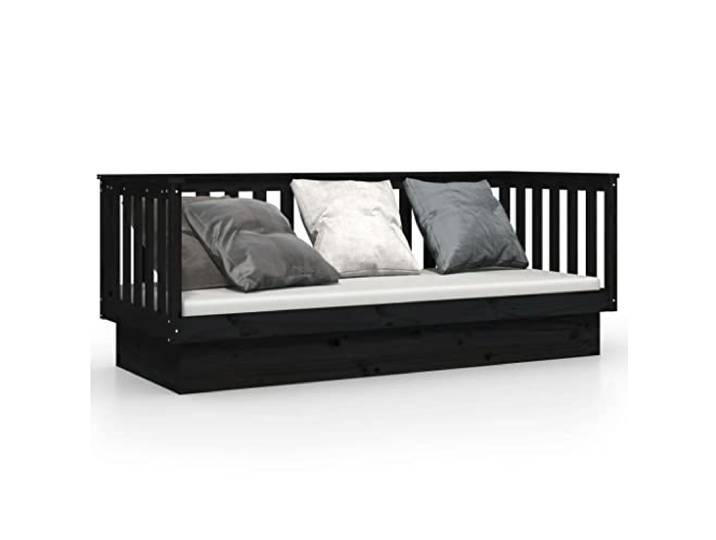 PUGYNBK Schlafsofa ohne Matratze, massives Kiefernholz, Schwarz, 90 x 190 Robuste Struktur, Latten im Lieferumfang enthalten, 3-seitige Barrieren, tägliche Verwendung als Sofa oder Bett