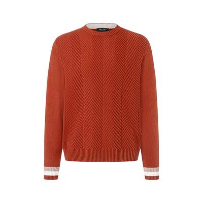 Strickpullover MAERZ MUENCHEN "Maerz Muenchen 461601 Strickpullover Herren Bekleidung", Herren, Gr. 52, orange, 100% Schurwolle, Rundhals, Pullover Strickpullover