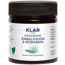 30ml KLAR Deocreme Zirbelkiefer & Rosmarin