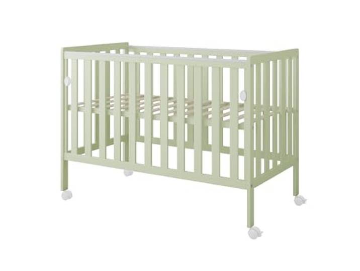 zee Bambi 120x60 cm Mint Beistellbett Baby mit Matratze & Rollen Tragbar Babybett Verstellbarer Stubenwagen Kinder Bett 3-Fach Höhenverstellbar Absenkbare Seite