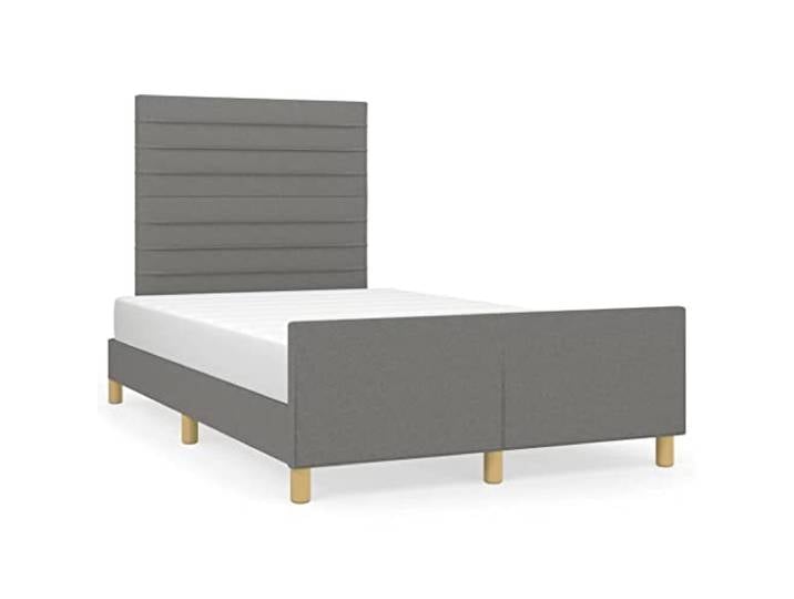 PUGYNBK Bettgestell Dunkelgrau, 120 x 190 cm Verstellbares Kopfteil, Lamellen, atmungsaktiver Stoff, robuste Beine