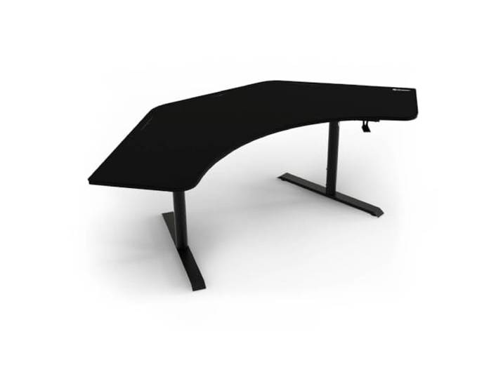 Arozzi Arena Angelo Eck-/Wand-Hybrid-Schreibtisch, vollflächiges Mauspad, ultraweit gebogen, höhenverstellbar, Kabelmanagement (Pure Black)