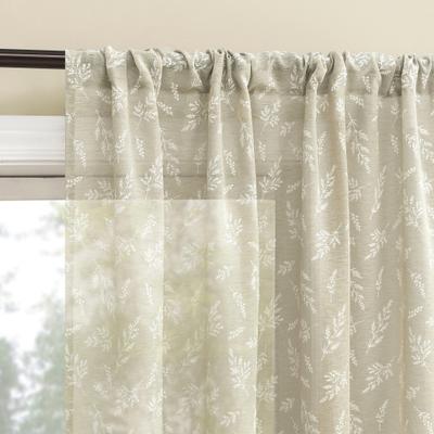 No. 918 Briarwood Delicate Leaf Textured Sheer Rod Pocket 1-Piece Curtain Panel, Single Panel